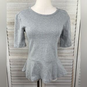 GAP Women's 100% Cotton Short Sleeve Peplum Top Heather Gray-Small